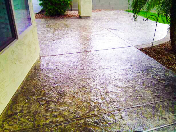stained concrete patio before and after